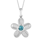Lagoon Apatite Pendant with Chain (Size - 20) in Rhodium Overlay Sterling Silver