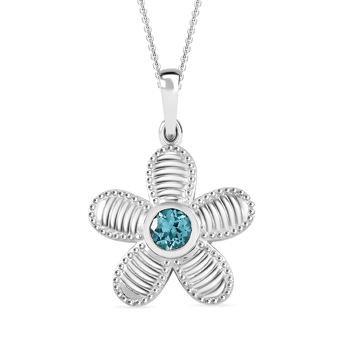 Lagoon Apatite Pendant with Chain (Size - 20) in Rhodium Overlay Sterling Silver 4323761 0