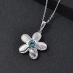 Lagoon Apatite Pendant with Chain (Size - 20) in Rhodium Overlay Sterling Silver