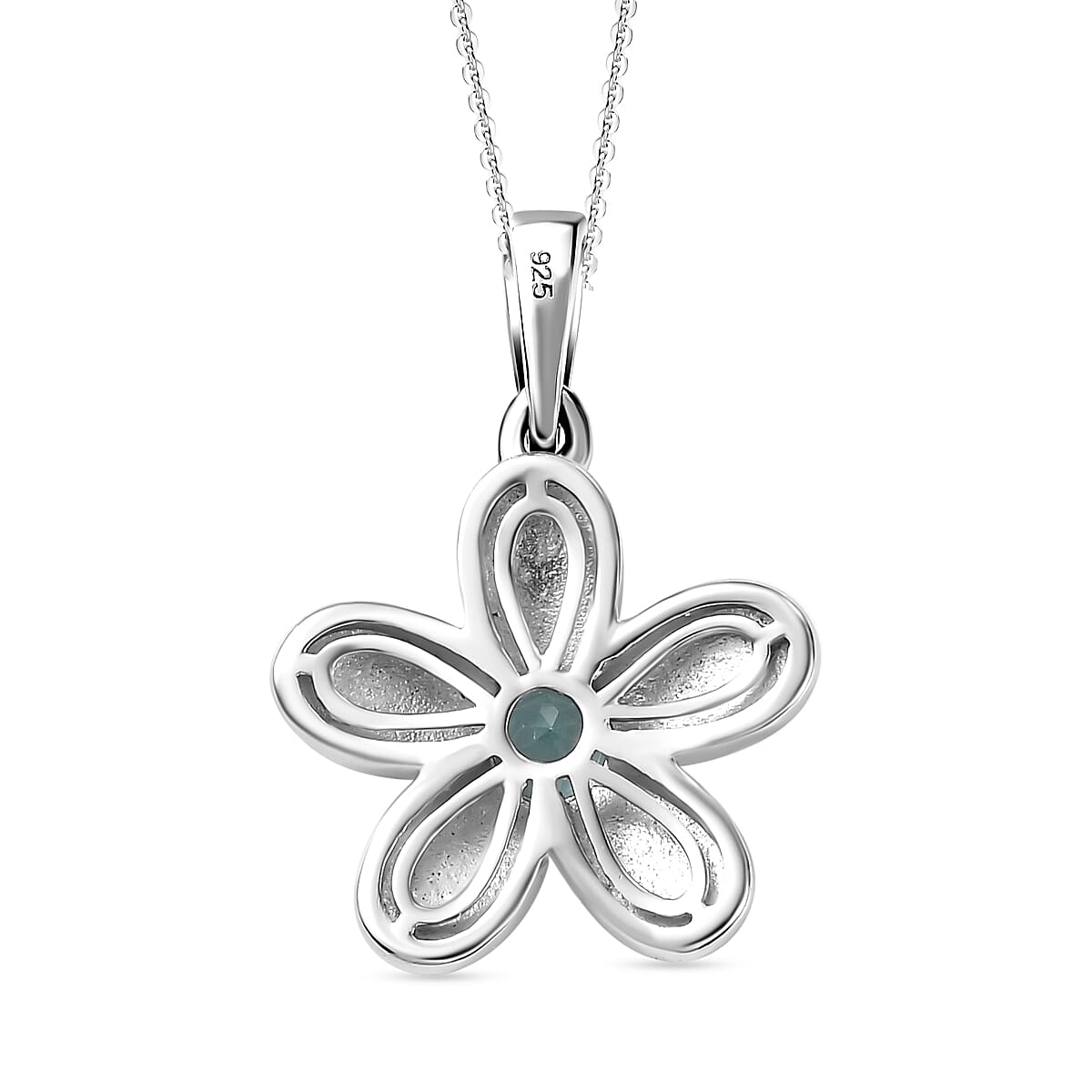 Lagoon Apatite Pendant with Chain (Size - 20) in Rhodium Overlay Sterling Silver 4323761 5
