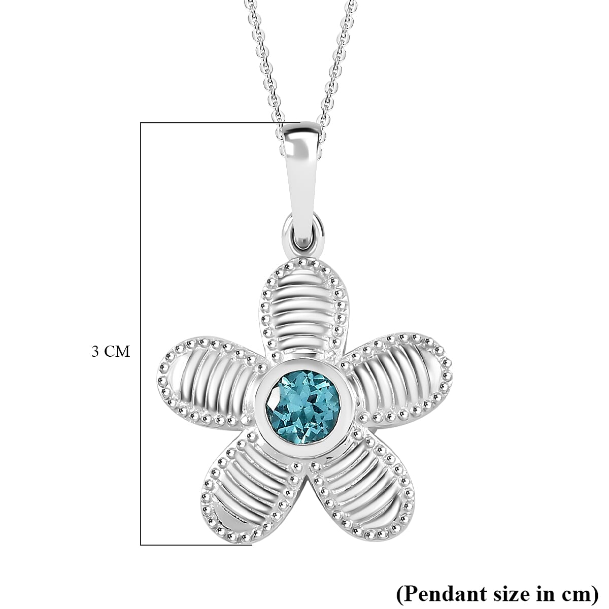 Lagoon Apatite Pendant with Chain (Size - 20) in Rhodium Overlay Sterling Silver 4323761 6