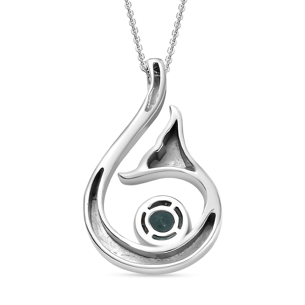 Lagoon Apatite Pendant with Chain (Size - 20) in Rhodium Overlay Sterling Silver