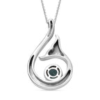 Lagoon Apatite Pendant with Chain (Size - 20) in Rhodium Overlay Sterling Silver