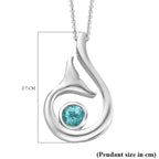 Lagoon Apatite Pendant with Chain (Size - 20) in Rhodium Overlay Sterling Silver