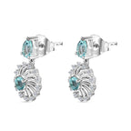 Lagoon Apatite & White Zircon Dangling Earring With Push Back in Rhodium Overlay Sterling Silver 1.70 Ct.