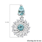 Lagoon Apatite & White Zircon Dangling Earring With Push Back in Rhodium Overlay Sterling Silver 1.70 Ct.