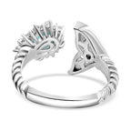 Lagoon Apatite & White Zircon Fancy Ring in Rhodium Overlay Sterling Silver 1.25 Ct.