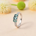 Lagoon Tourmaline, Moissanite Ring in Rhodium Overlay Sterling Silver 1.02 Ct.