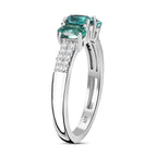Lagoon Tourmaline, Moissanite Ring in Rhodium Overlay Sterling Silver 1.02 Ct.