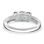 Lagoon Tourmaline, Moissanite Ring in Rhodium Overlay Sterling Silver 1.02 Ct.