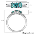 Lagoon Tourmaline, Moissanite Ring in Rhodium Overlay Sterling Silver 1.02 Ct.