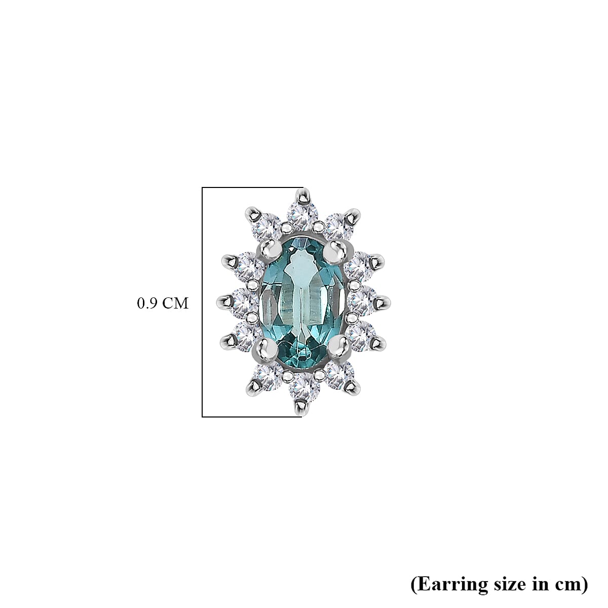Lagoon Tourmaline &amp; Moissanite Solitaire Stud Earring (With Push Back) in Rhodium Overlay Sterling Silver 7930318 6