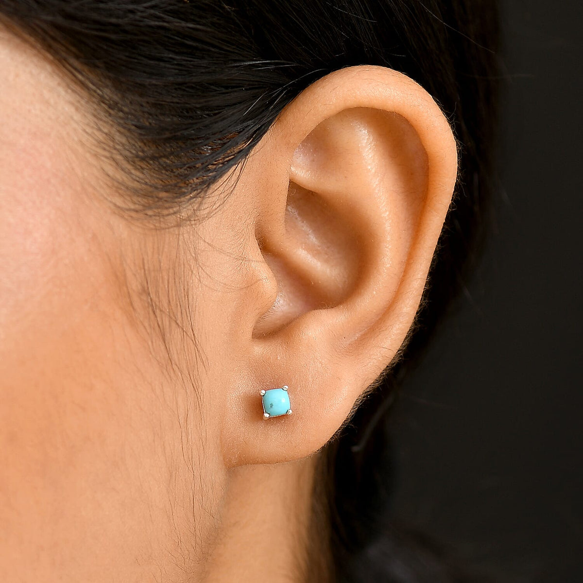 Lagoon Turquoise Solitaire Stud Push Back Earring Sterling Silver 8108195 3