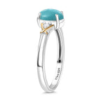 D'joy Lagoon Turquoise & White Zircon Ring in Yellow Gold & Platinum Plating Sterling Silver