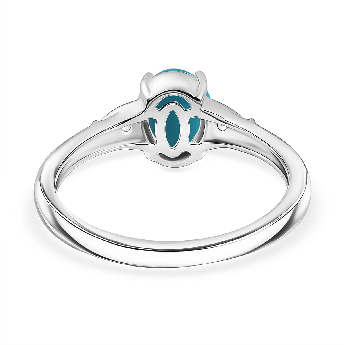 D'joy Lagoon Turquoise, White Zircon Ring in Yellow Gold and Platinum Plating Sterling Silver 8216479 4