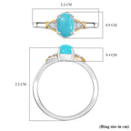 D'joy Lagoon Turquoise & White Zircon Ring in Yellow Gold & Platinum Plating Sterling Silver
