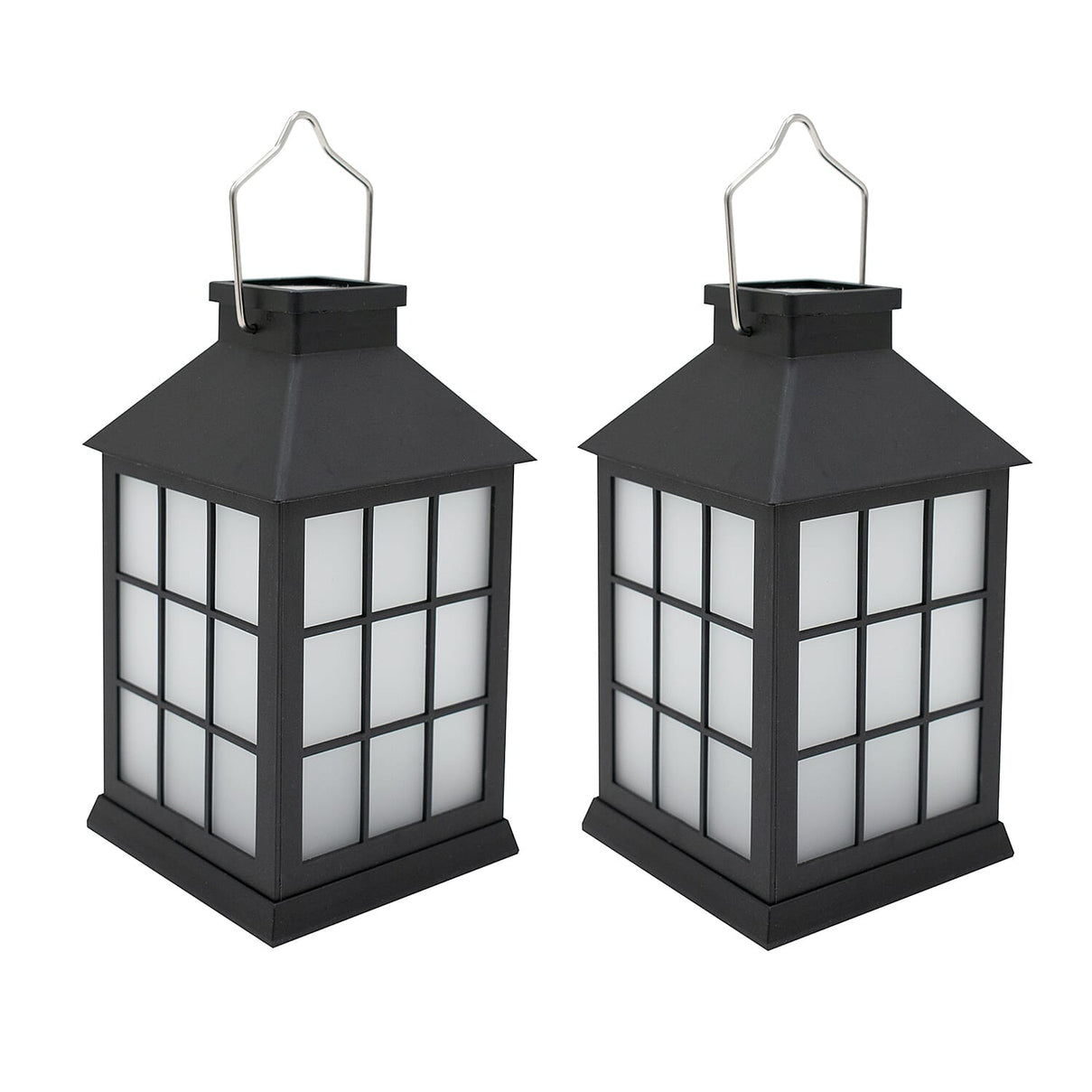 Set of 2 Solar Light Lantern with Square Design 7698786 0