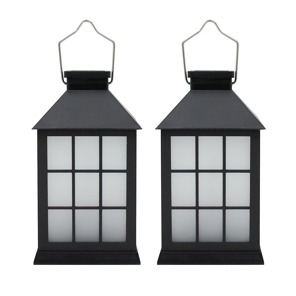 Set of 2 Solar Light Lantern with Square Design 7698786 1