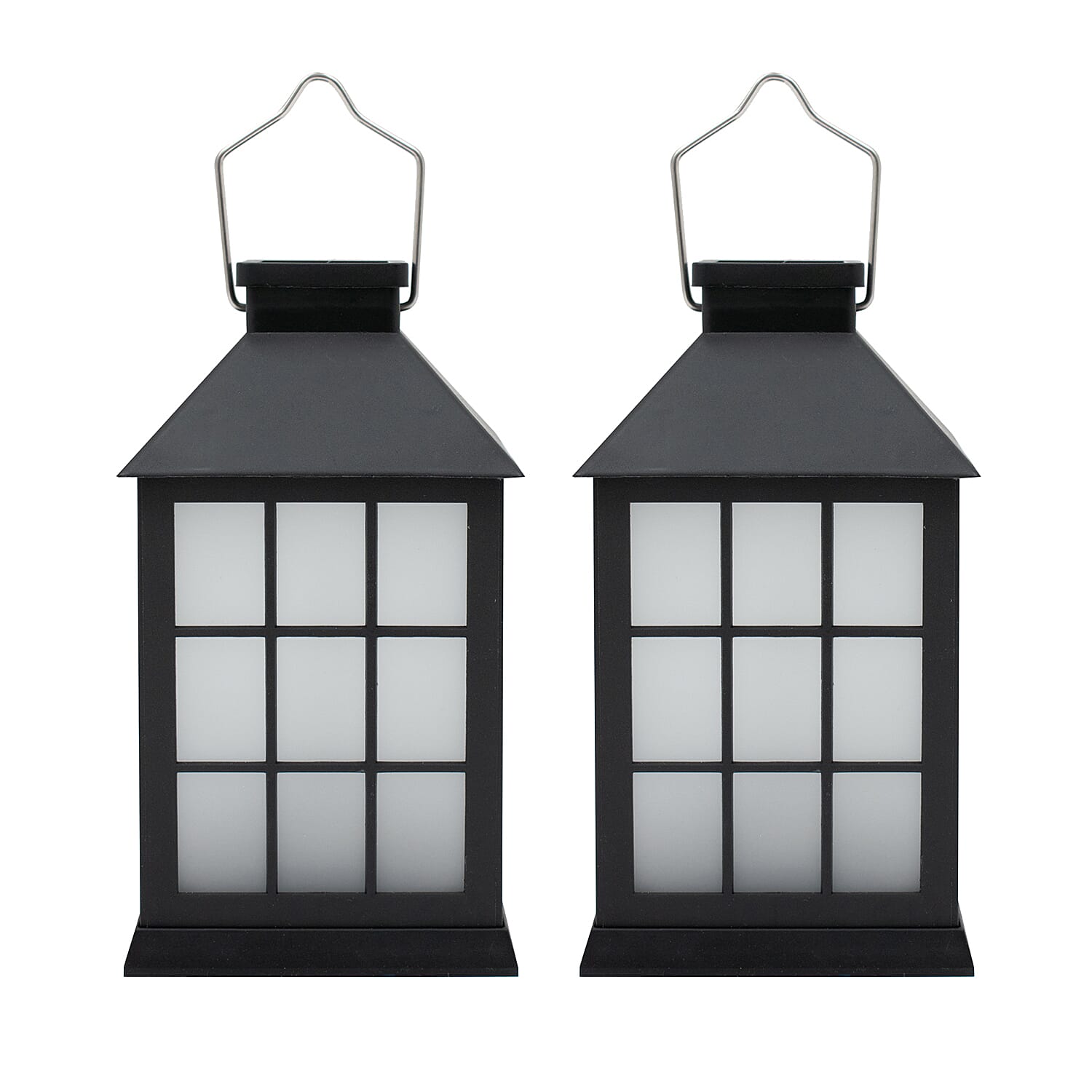 Set of 2 Solar Light Lantern with Square Design 7698786 1