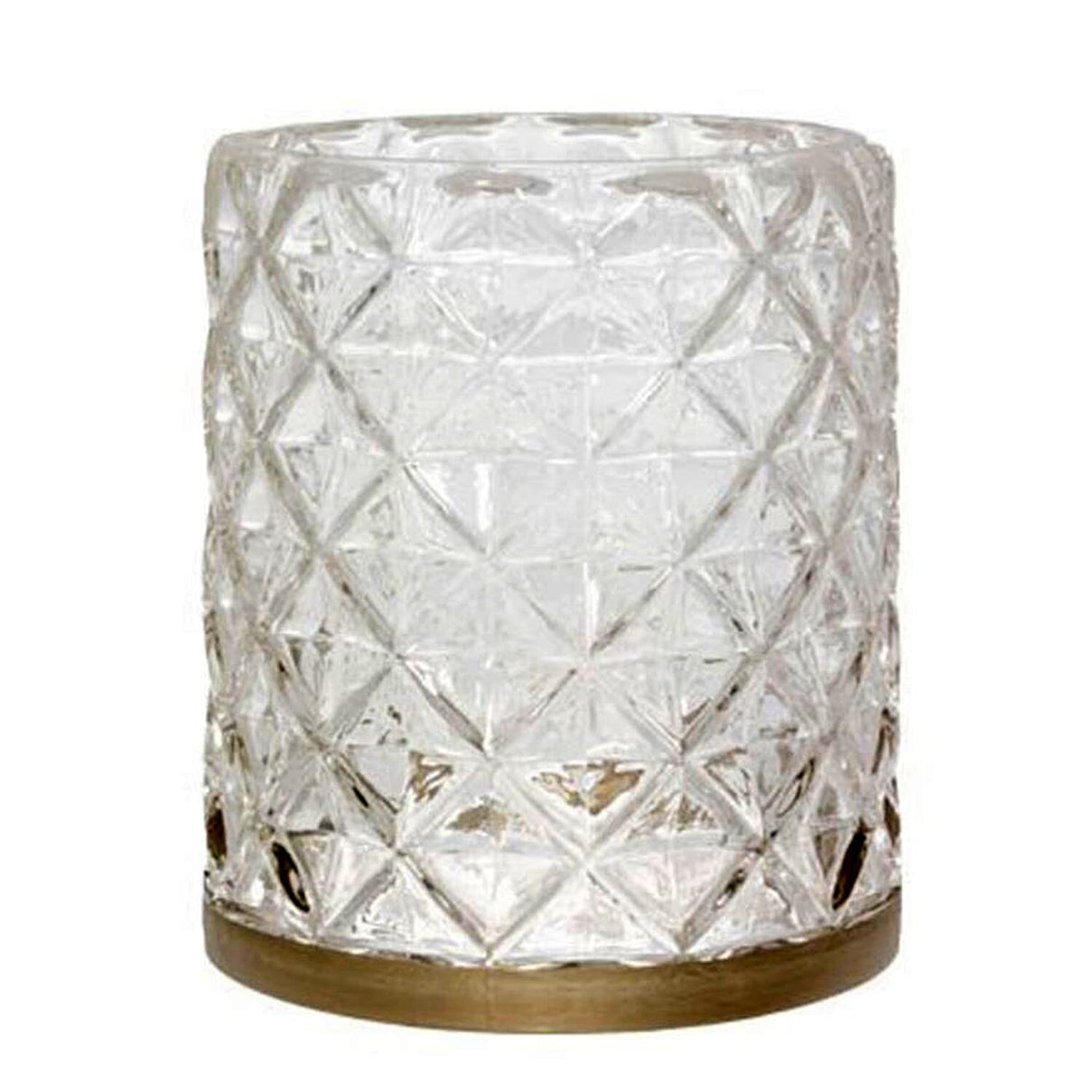 Langham Metallic Band Faceted Glass Jar Holder 7726215 0