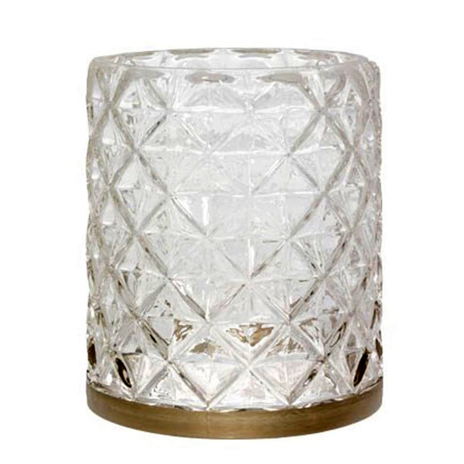 Langham Metallic Band Faceted Glass Jar Holder 7726215 0