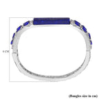 Lapis Lazuli , Blue Diamond and White Austrian Crystal Bangle (Size - 7) in Silver Tone.