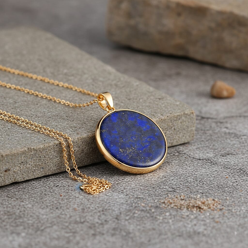 Lapis Lazuli Celestial Wisdom Pendant with Chain (Size 20-2 Ext) in Yellow Gold Tone 15.00 Ct.(35x21) 4426076 2