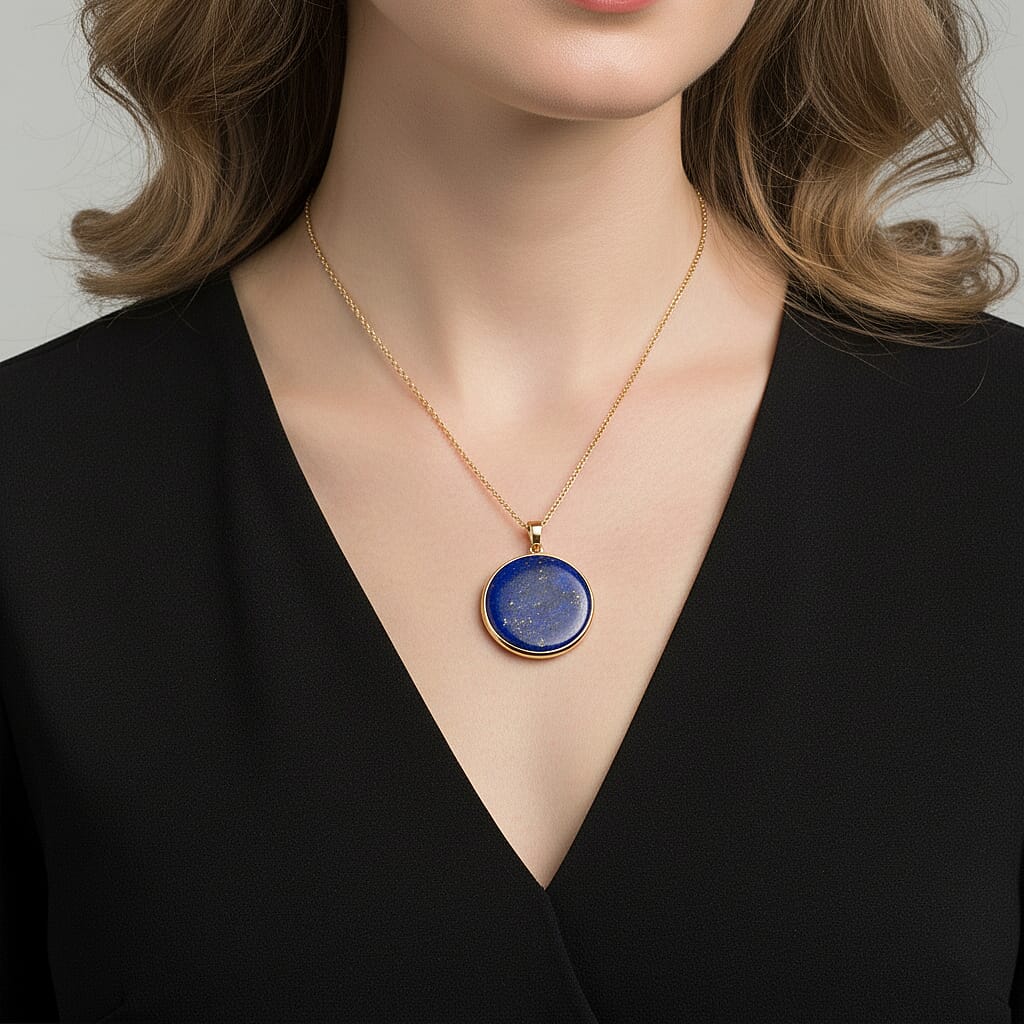 Lapis Lazuli Celestial Wisdom Pendant with Chain (Size 20-2 Ext) in Yellow Gold Tone 15.00 Ct.(35x21) 4426076 3
