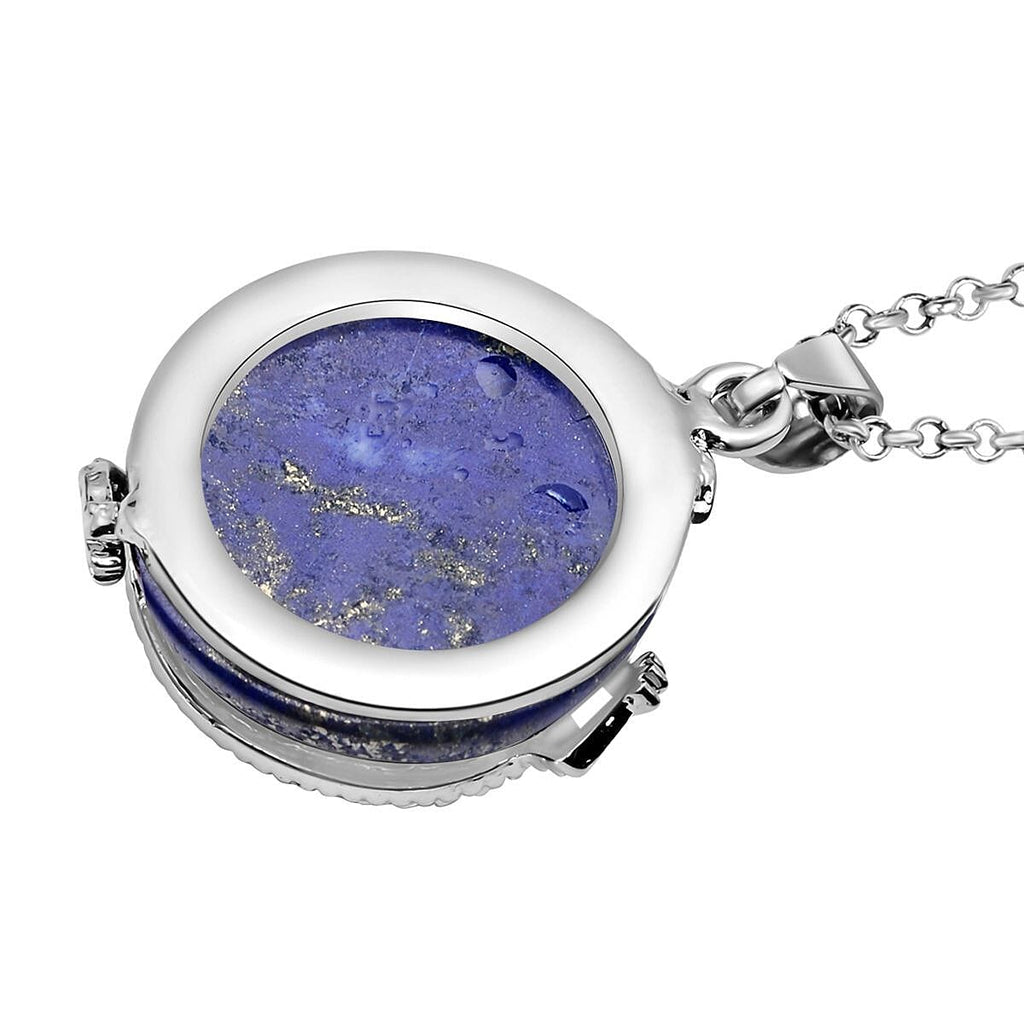 Lapis Lazuli Dragon Pendant with Chain (Size 20 with 2 Ext) in Silver Tone 35.00 Ct.