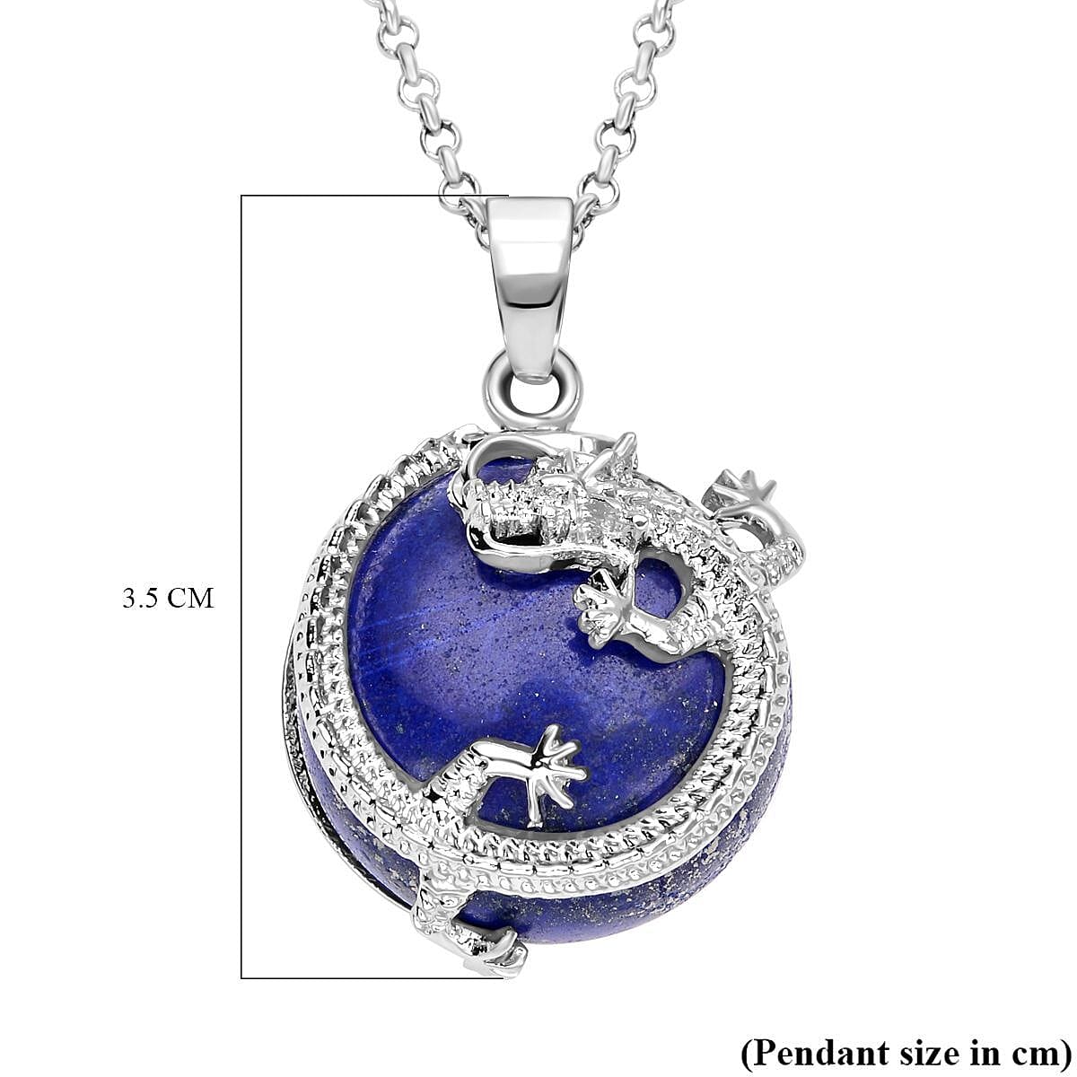 Lapis Lazuli Dragon Pendant with Chain (Size 20 with 2 Ext) in Silver Tone 35.00 Ct. V32531931 5