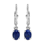 Lapis Lazuli Dangle Earrings in Platinum Overlay Sterling Silver 2.28 Ct.