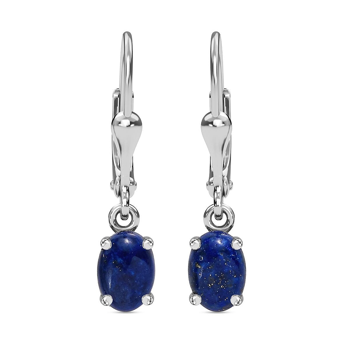 Lapis Lazuli Dangle Earrings in Platinum Overlay Sterling Silver 2.28 Ct. 7817165 0