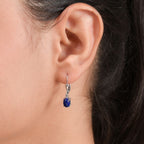 Lapis Lazuli Dangle Earrings in Platinum Overlay Sterling Silver 2.28 Ct.