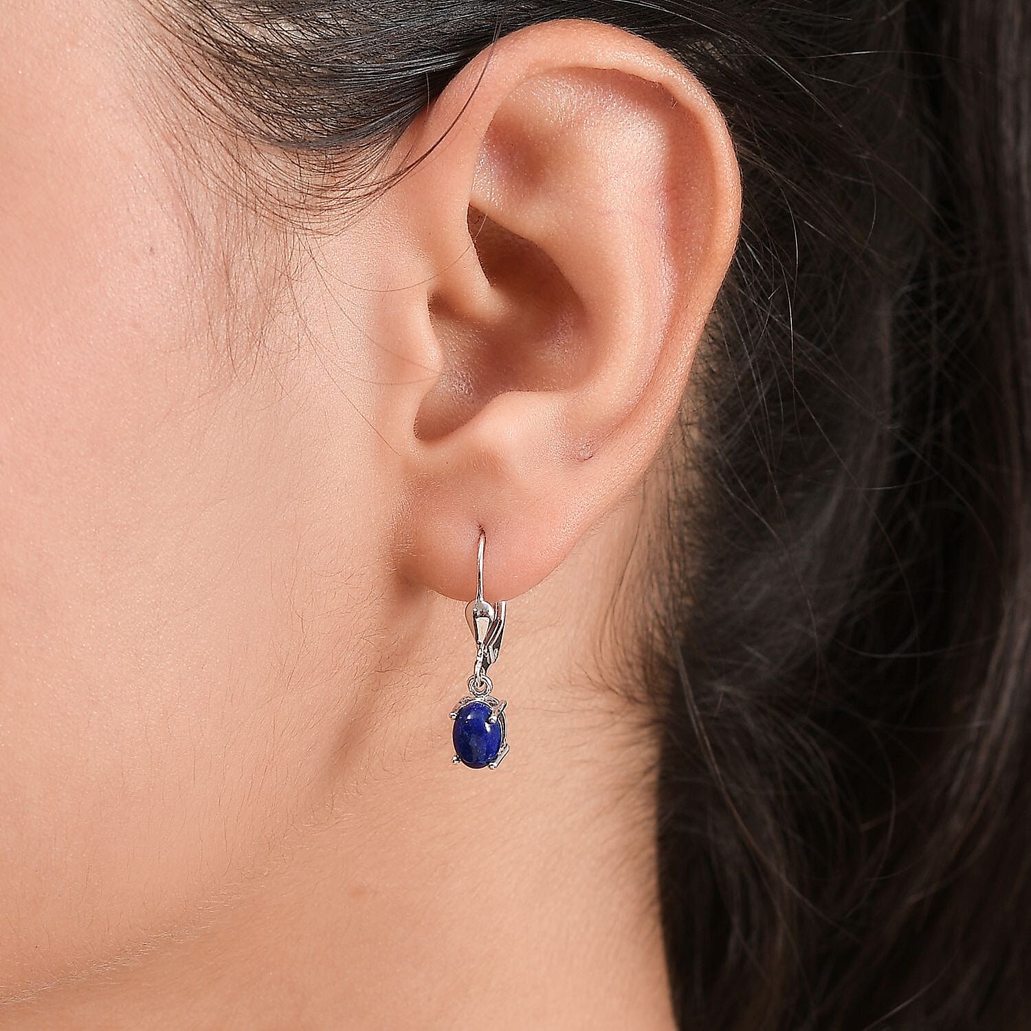 Lapis Lazuli Dangle Earrings in Platinum Overlay Sterling Silver 2.28 Ct. 7817165 3
