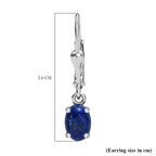 Lapis Lazuli Dangle Earrings in Platinum Overlay Sterling Silver 2.28 Ct.