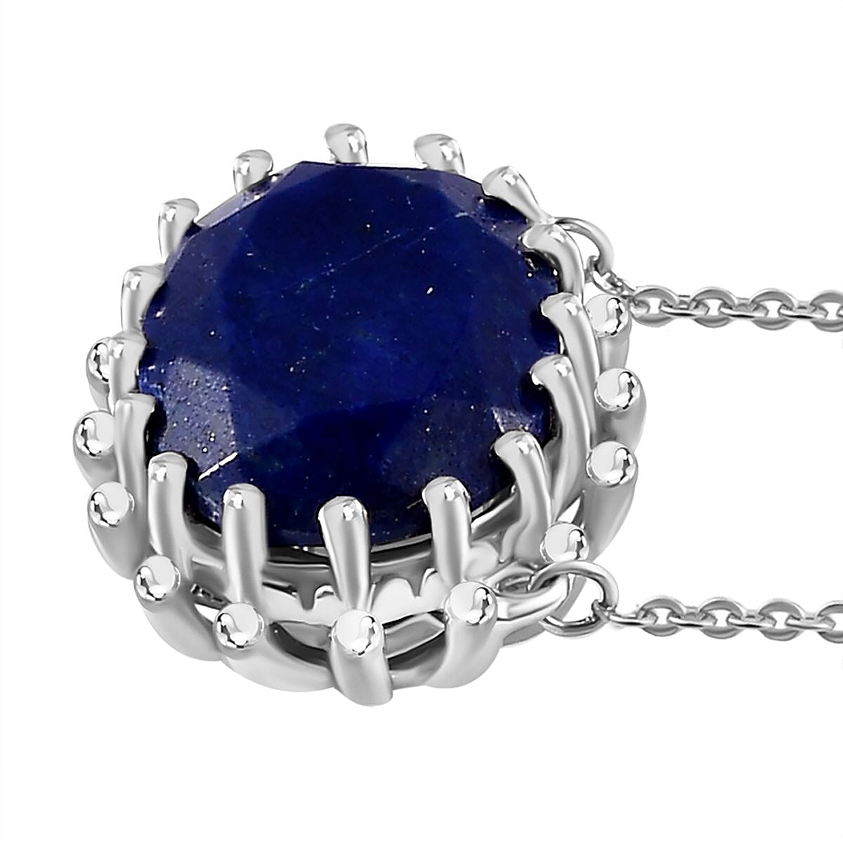 Lapis Lazuli Solitaire Necklace (Size - 20) in Platinum Overlay Sterling Silver 8.80 Ct, SIlver Wt. 5.40 GM 7722189 3