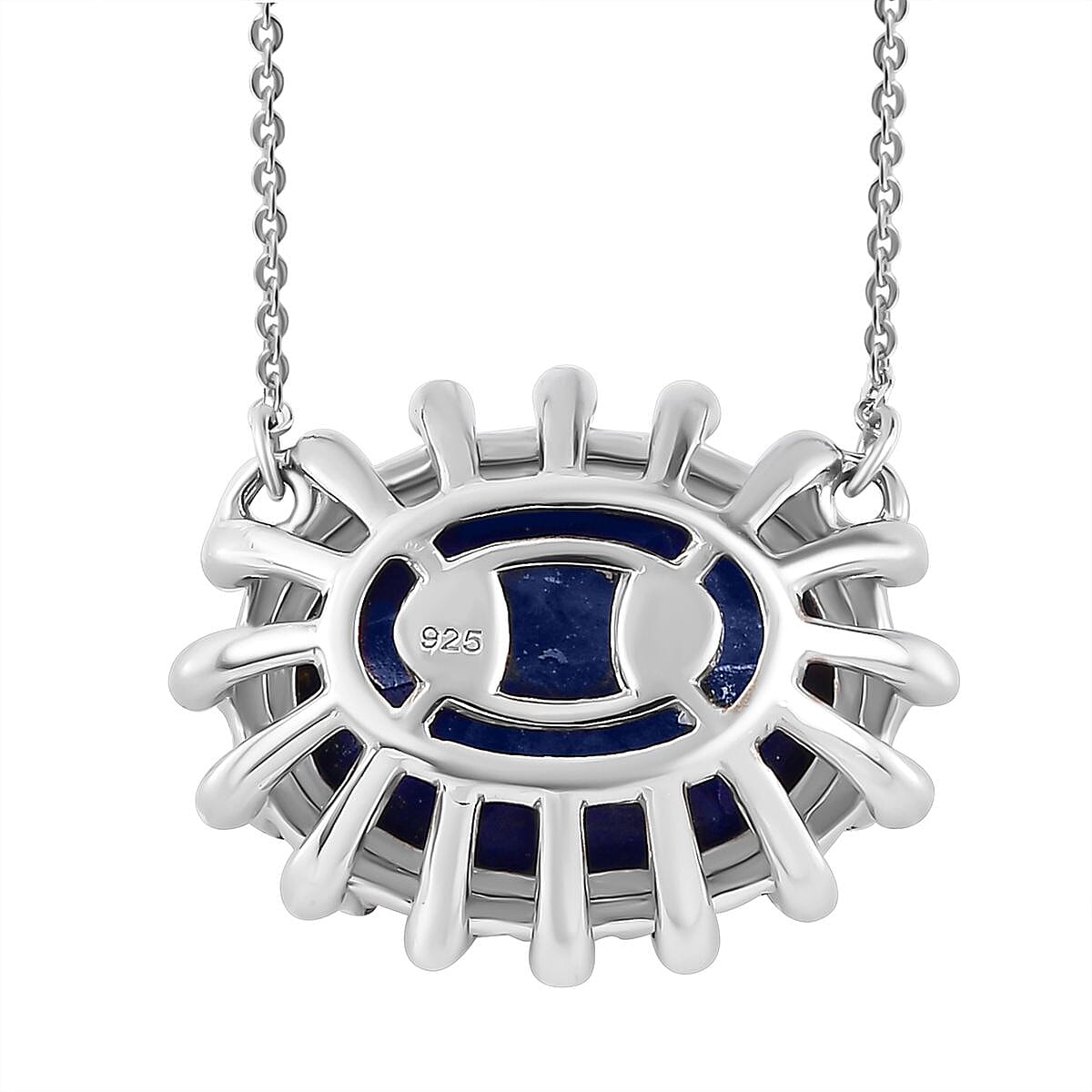Lapis Lazuli Solitaire Necklace (Size - 20) in Platinum Overlay Sterling Silver 8.80 Ct, SIlver Wt. 5.40 GM 7722189 4