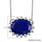 Lapis Lazuli Solitaire Necklace (Size - 20) in Platinum Overlay Sterling Silver 8.80 Ct, SIlver Wt. 5.40 GM