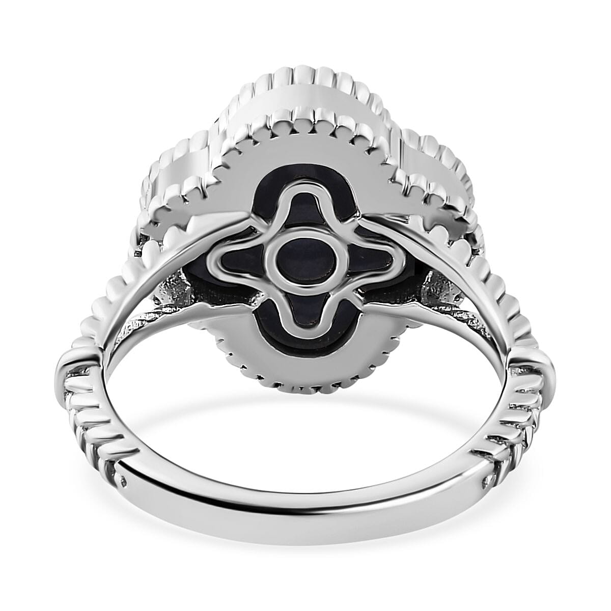 Lapis Lazuli Clover Leaf Ring in Platinum Overlay Sterling Silver 6.18 Ct. 7755961 4