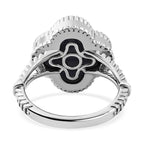 Lapis Lazuli Clover Leaf Ring in Platinum Overlay Sterling Silver 6.18 Ct.