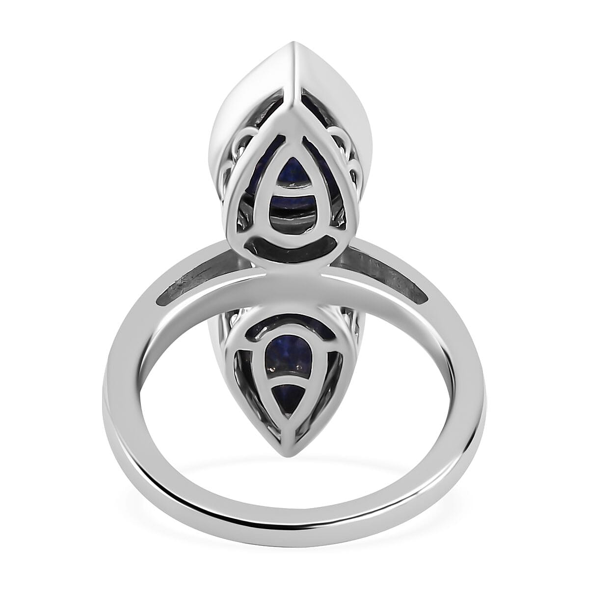 Lapis Lazuli Drop Ring in Platinum Overlay Sterling Silver 5.10 Ct, Silver Wt. 5.75 Gms 7729647 4