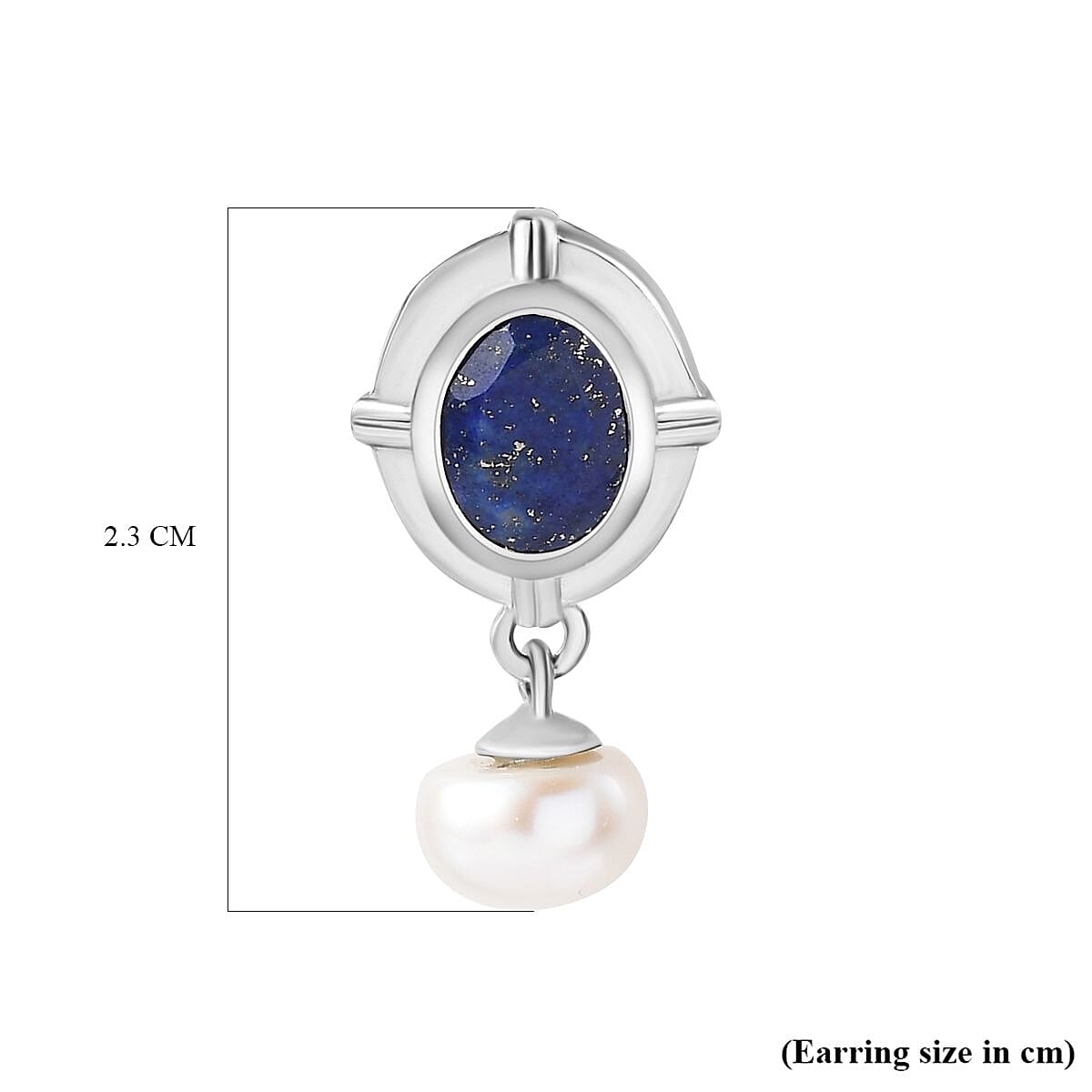 Lapis Lazuli &amp; Fresh Water Pearl Dangle Earrings in Platinum Overlay Sterling Silver 8.05 Ct 7722198 5