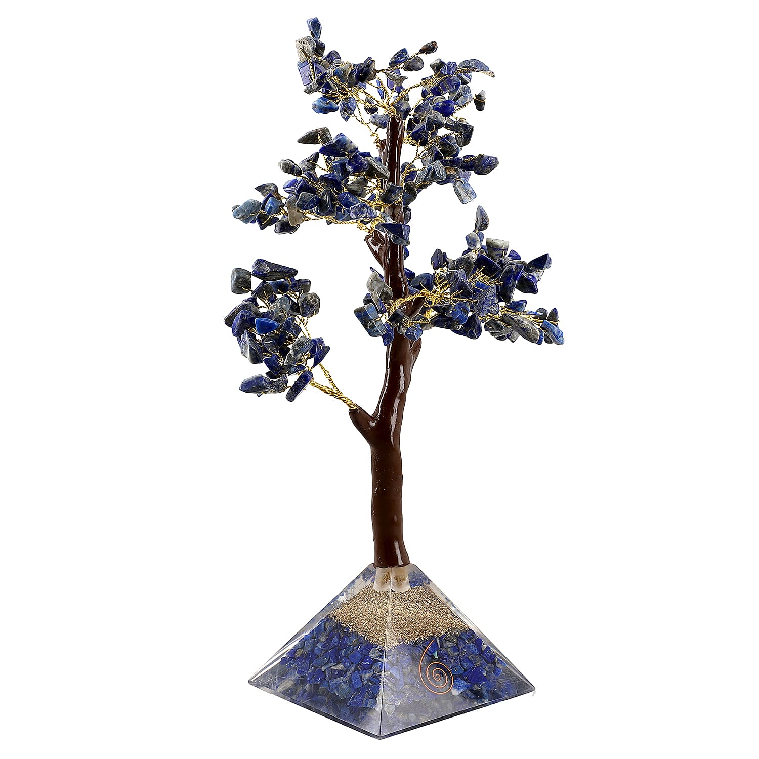 Lapis Lazuli Handmade Gemstone Tree of Life Table Decor with Orgone Pyramid Base 7560765 0