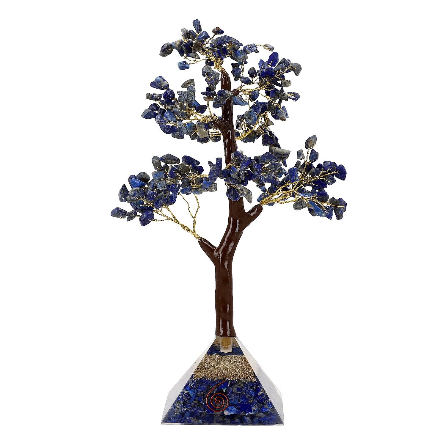 Lapis Lazuli Handmade Gemstone Tree of Life Table Decor with Orgone Pyramid Base 7560765 1