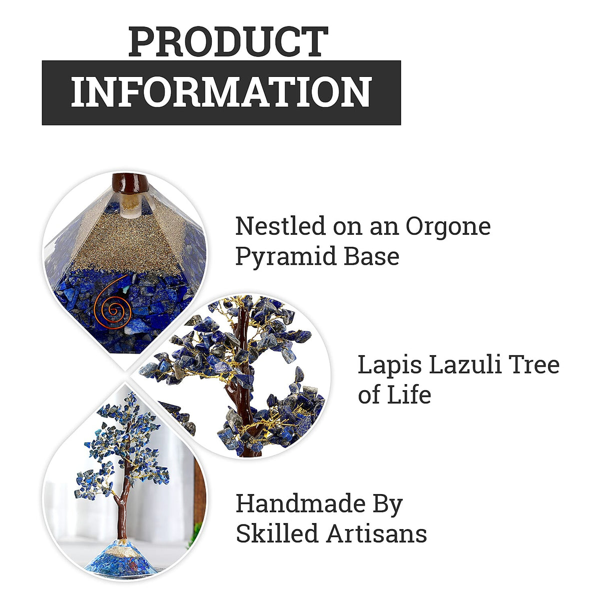 Lapis Lazuli Handmade Gemstone Tree of Life Table Decor with Orgone Pyramid Base 7560765 3