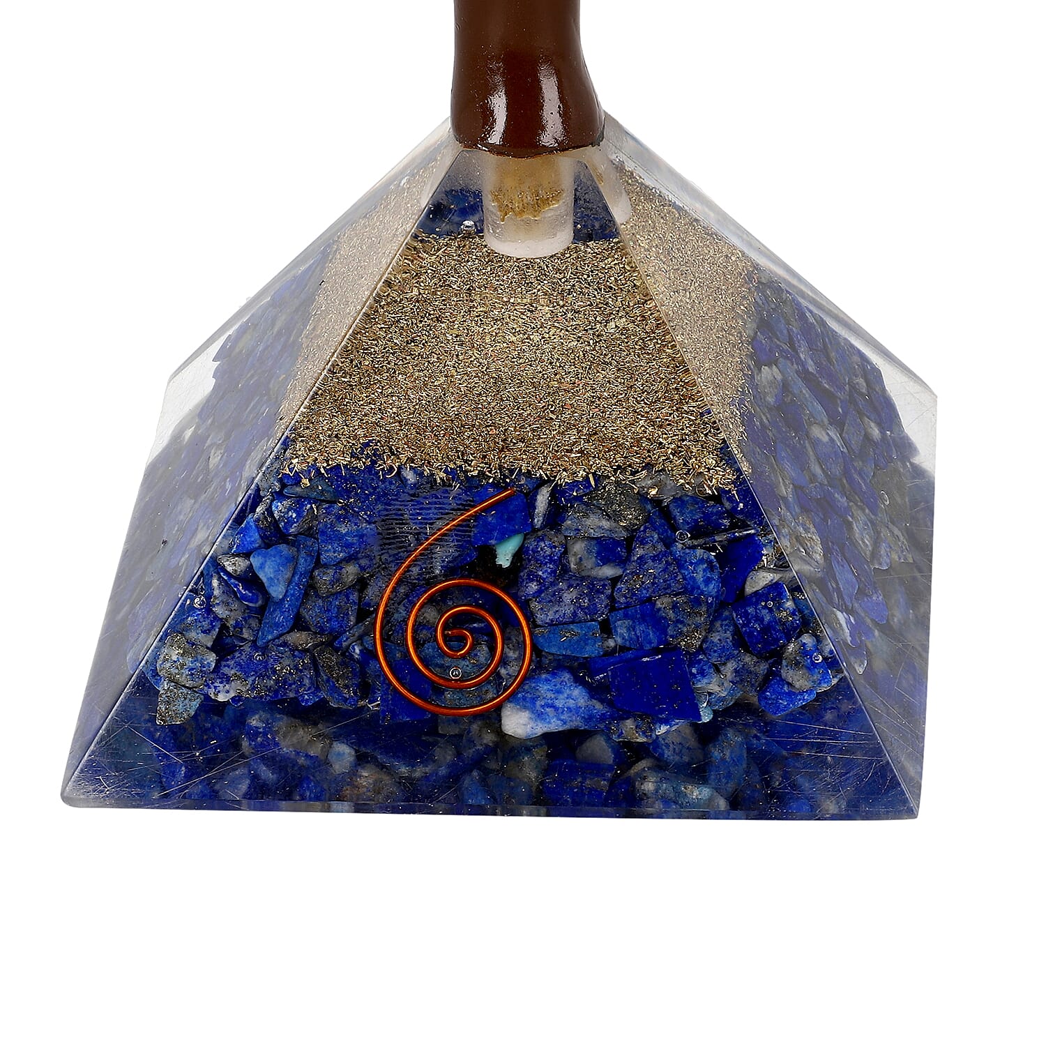 Lapis Lazuli Handmade Gemstone Tree of Life Table Decor with Orgone Pyramid Base 7560765 5