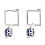Lapis Lazuli Hoop Dangle Earrings in Platinum Overlay Sterling Silver 5.60 Ct