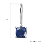 Lapis Lazuli Hoop Dangle Earrings in Platinum Overlay Sterling Silver 5.60 Ct