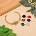 Lapis Lazuli & Interchangeable Multi Gemstones Cuff Bangle (Size - 7) in Yellow Tone 59.50 Ct.