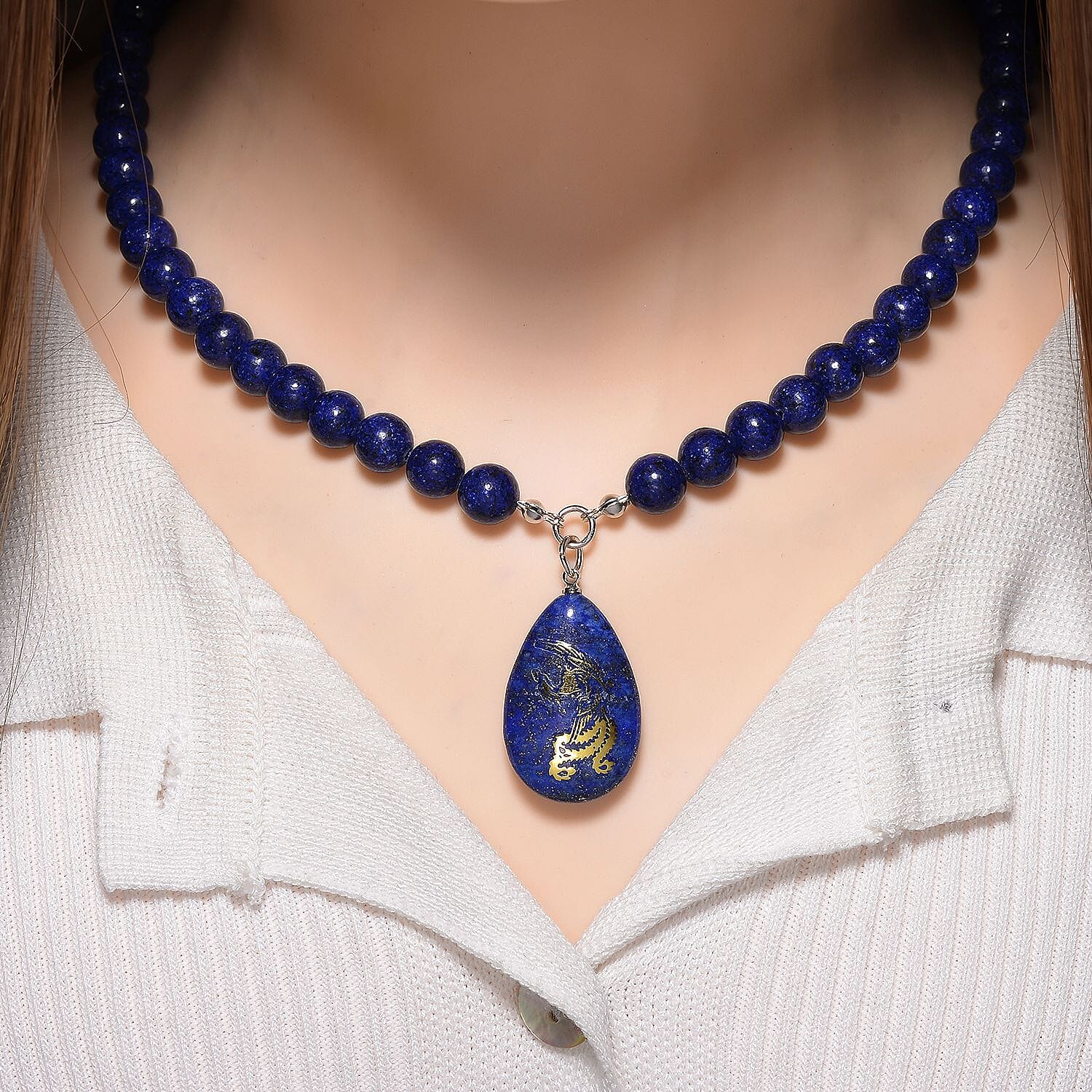 Lapis Lazuli Necklace (Size 18 - 2 Ext) with Lobster Clasp 230.00 Ct. 8181188 2